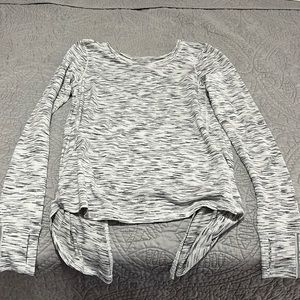 Lululemon Open Key Hole Tie Back Long Sleeve Grey White Static